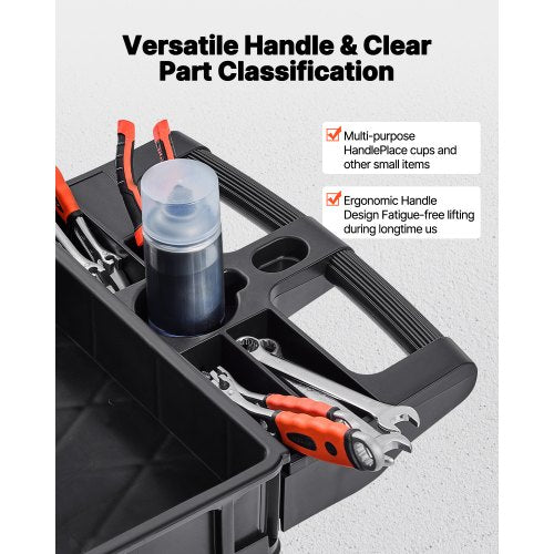 Utility Service Cart 550 LBS Laod Capacity 3 Shelf Heavy Duty Plastic
