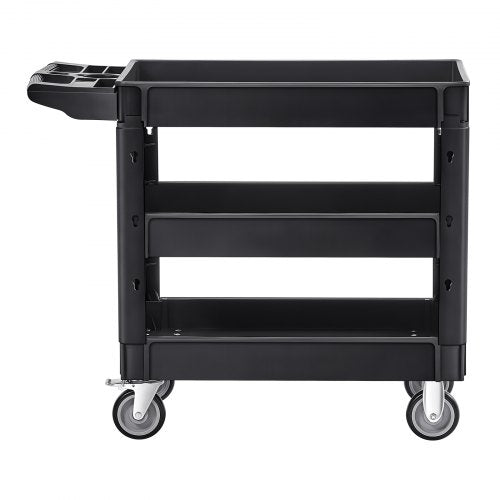 Utility Service Cart 550 LBS Laod Capacity 3 Shelf Heavy Duty Plastic