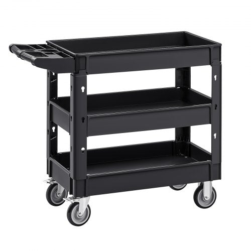 Utility Service Cart 550 LBS Laod Capacity 3 Shelf Heavy Duty Plastic