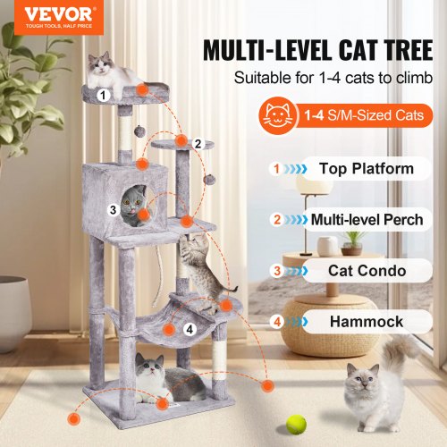 Cat Tree for Indoor Cats 562 Cat Tower with Cat Condo Sisal Scratching