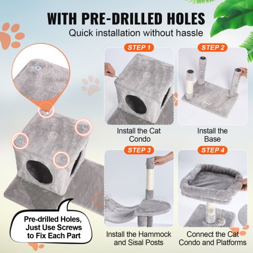 Cat Tree for Indoor Cats 562 Cat Tower with Cat Condo Sisal Scratching