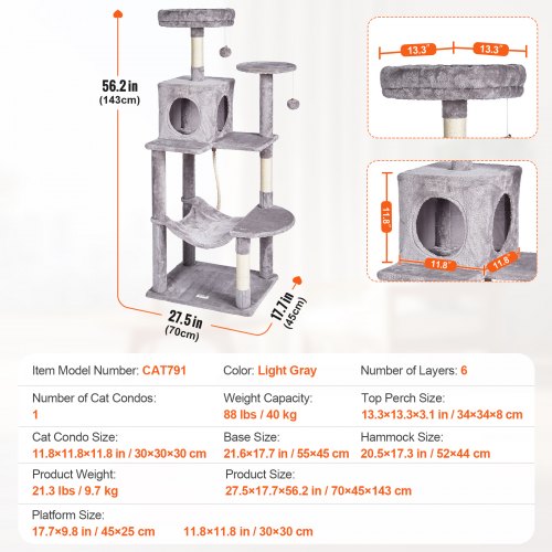 Cat Tree for Indoor Cats 562 Cat Tower with Cat Condo Sisal Scratching
