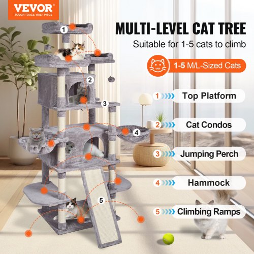 Cat Tree for Indoor Cats 685 Cat Tower with 2 Cat Condos Sisal