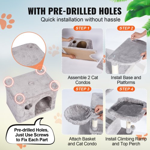 Cat Tree for Indoor Cats 685 Cat Tower with 2 Cat Condos Sisal