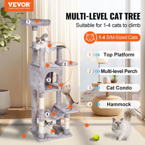 Cat Tree for Indoor Cats 606 Cat Tower with Cat Condo Sisal Scratching