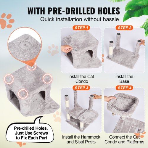 Cat Tree for Indoor Cats 606 Cat Tower with Cat Condo Sisal Scratching