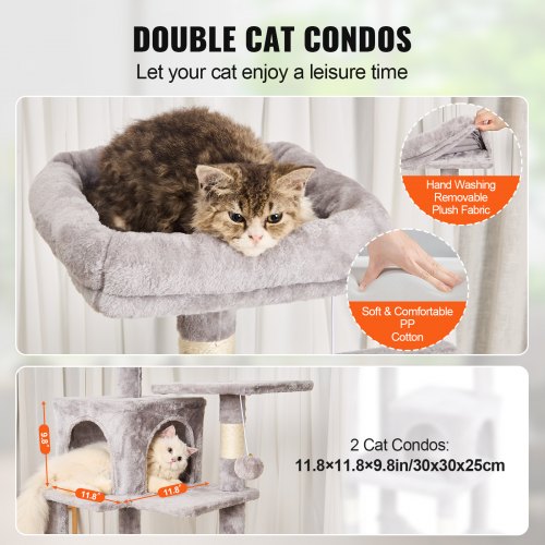 Cat Tree for Indoor Cats 63 Cat Tower with 2 Cat Condos Sisal Scratching