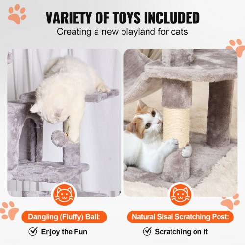 Cat Tree for Indoor Cats 63 Cat Tower with 2 Cat Condos Sisal Scratching
