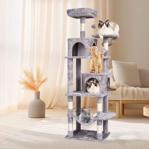 Cat Tree for Indoor Cats 63 Cat Tower with 2 Cat Condos Sisal Scratching