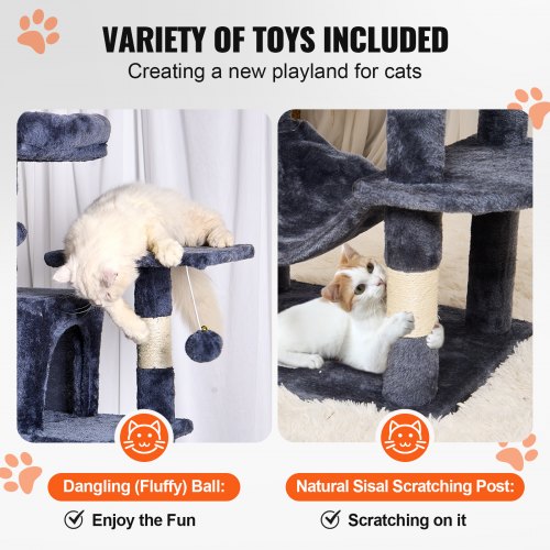 Cat Tree 63 Cat Tower with 2 Cat Condos Sisal Scratching Post Light Grey – 88L