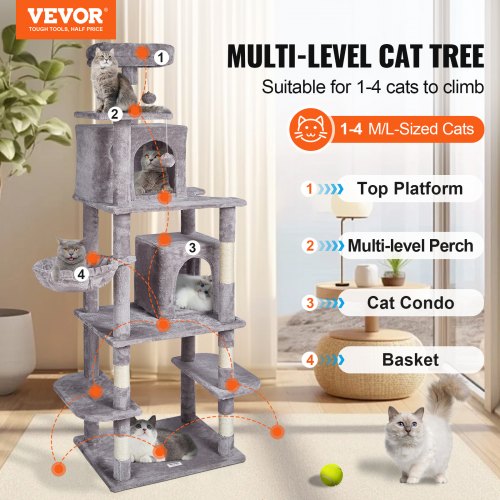 Cat Tree for Indoor Cats 685 Cat Tower with 2 Cat Condos Sisal