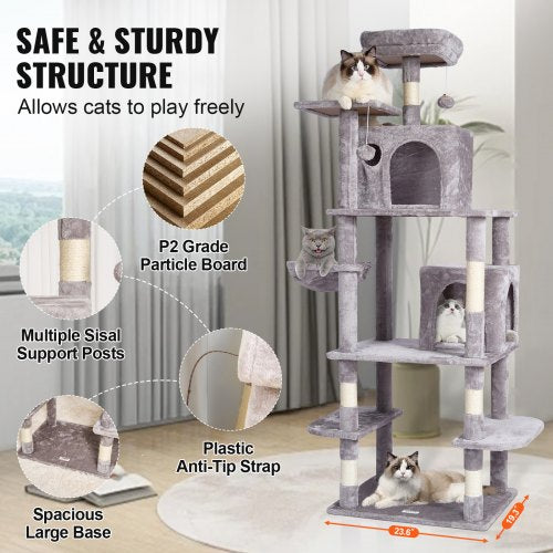 Cat Tree for Indoor Cats 685 Cat Tower with 2 Cat Condos Sisal