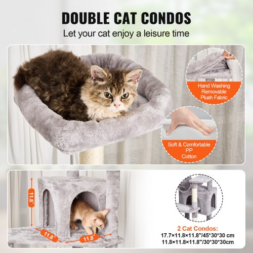 Cat Tree for Indoor Cats 72 Cat Tower with 2 Cat Condos Sisal Scratching