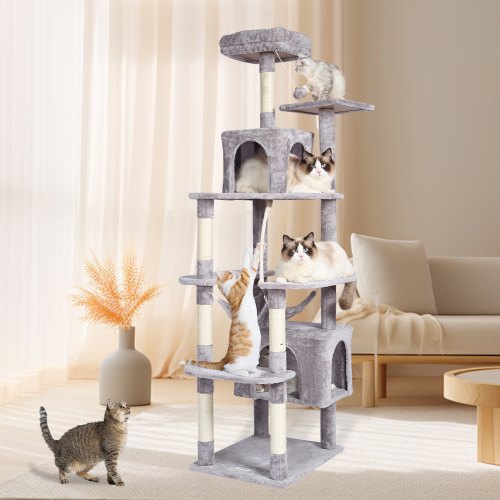 Cat Tree for Indoor Cats 72 Cat Tower with 2 Cat Condos Sisal Scratching