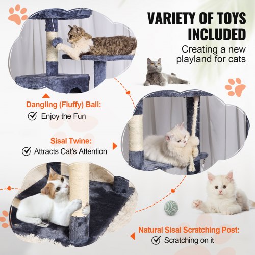 Cat Tree for Indoor Cats 72 Cat Tower with 2 Cat Condos Sisal Scratching
