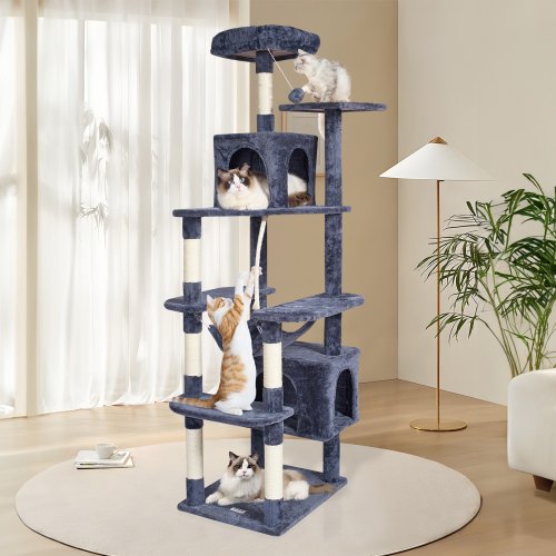 Cat Tree for Indoor Cats 72 Cat Tower with 2 Cat Condos Sisal Scratching