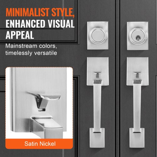 Double Door Handle Set Double Door Lock Set with Reversible Handle Lever