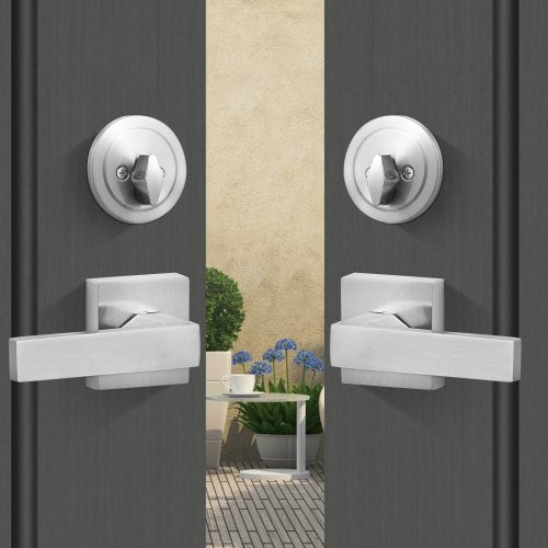 Double Door Handle Set Double Door Lock Set with Reversible Handle Lever