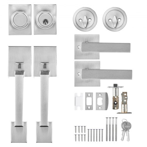 Double Door Handle Set Double Door Lock Set with Reversible Handle Lever