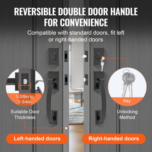 Double Door Handle Set Matte Black Arched Door Lever Double Front Door