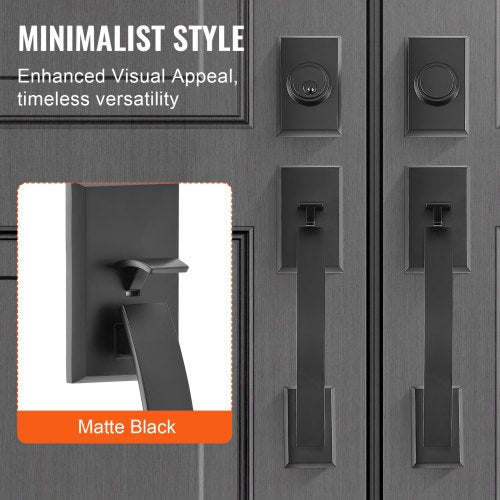 Double Door Handle Set Matte Black Arched Door Lever Double Front Door