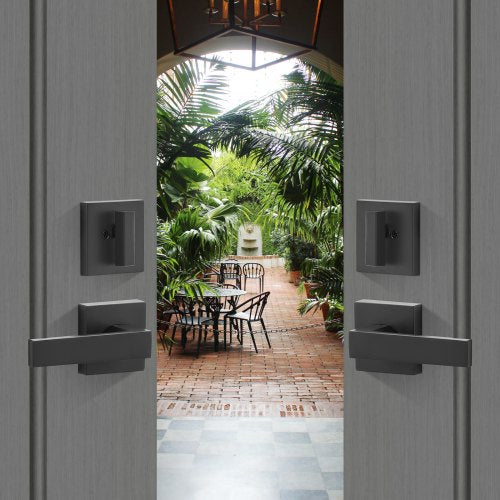 Double Door Handle Set Matte Black Arched Door Lever Double Front Door