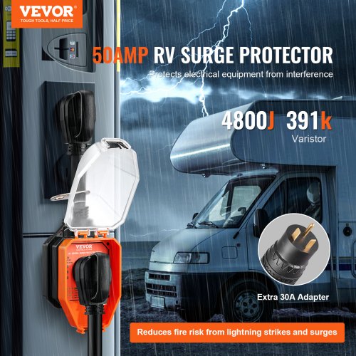 RV Surge Protector 50 Amp 4800 Joules RV Voltage Protector Monitor Circuit