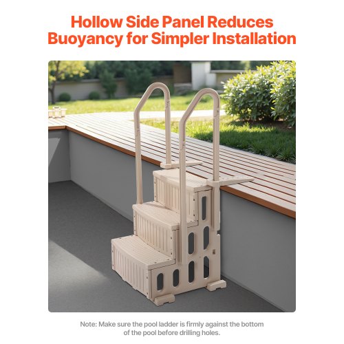 Swimming Pool Ladder 3Step Double Handrails Stairs with Nonslip Heavy