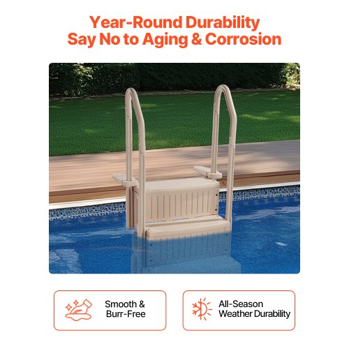 Swimming Pool Ladder 3Step Double Handrails Stairs with Nonslip Heavy
