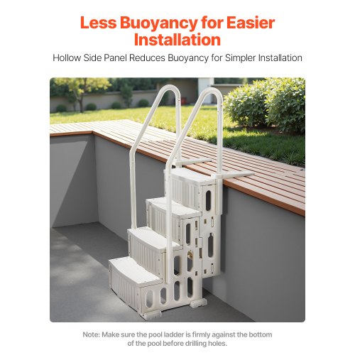Swimming Pool Ladder 4Step Double Handrails Stairs With Nonslip Heavy Duty