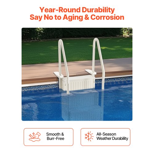 Swimming Pool Ladder 4Step Double Handrails Stairs With Nonslip Heavy Duty