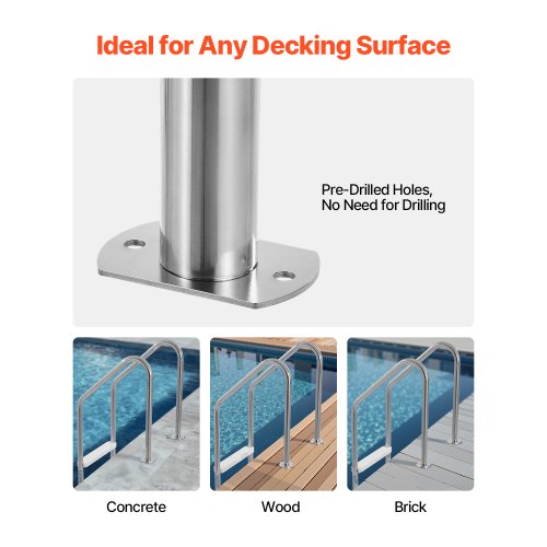 Swimming Pool Ladder 3Step Double Handrails Stairs with Nonslip Heavy