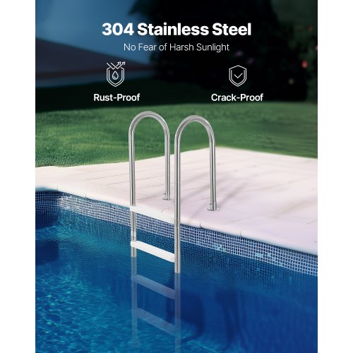 Swimming Pool Ladder 4Step Double Handrails Stairs with Nonslip Heavy