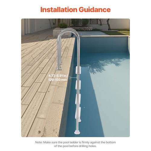 Swimming Pool Ladder 4Step Double Handrails Stairs with Nonslip Heavy