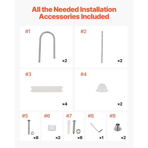 Swimming Pool Ladder 4Step Double Handrails Stairs with Nonslip Heavy