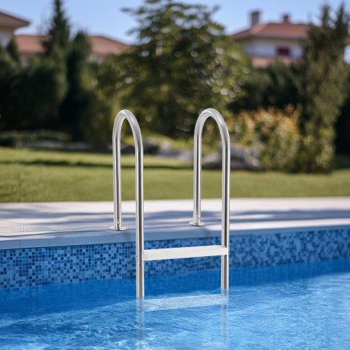 Swimming Pool Ladder 4Step Double Handrails Stairs with Nonslip Heavy