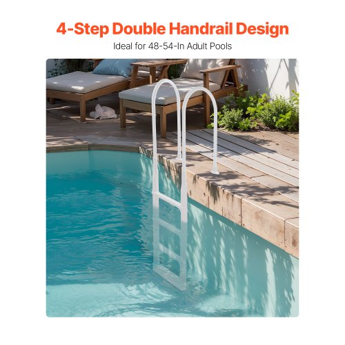 Swimming Pool Ladder 4Step Double Handrails Stair Nonslip Thickened