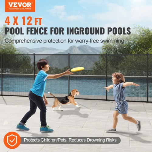 Pool Fence 4 x 12 FT Pool Fences for Inground Pools Removable Child Safety