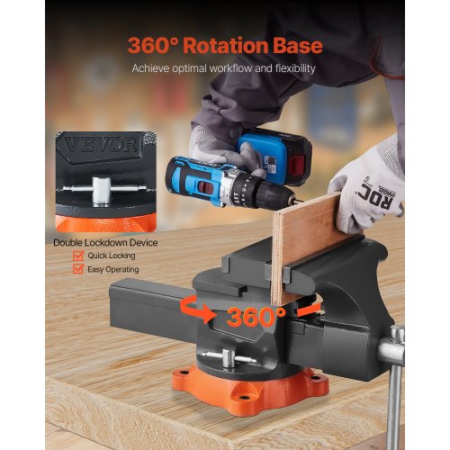 8 Bench Vise Multipurpose Heavy Duty Ductile Iron Swivel Locking Base – 203 MM