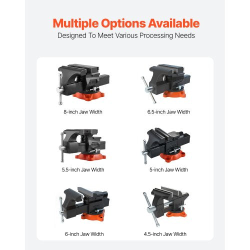 8 Bench Vise Multipurpose Heavy Duty Ductile Iron Swivel Locking Base – 203 MM