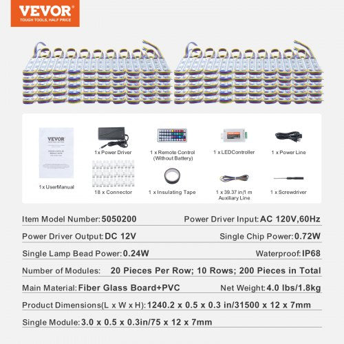 200PCS LED Storefront Lights 103 ft LED Module Lights 5050 SMD 3LED RGB