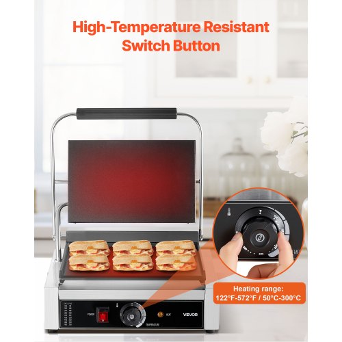 Commercial Panini Grill 1800W Electric Sandwich Maker Stainless Steel 40 8