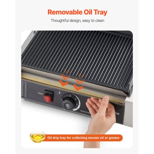 Commercial Panini Grill 1800W Electric Sandwich Maker Stainless Steel