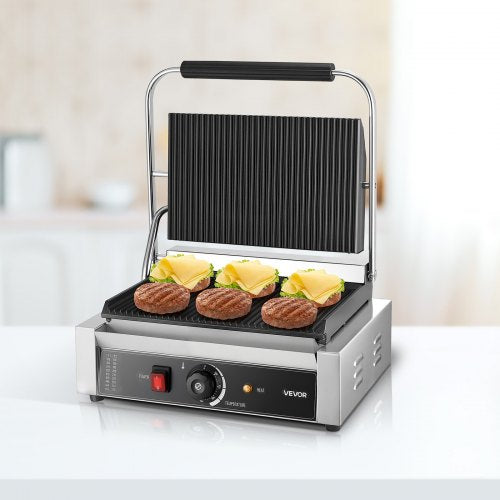 Commercial Panini Grill 1800W Electric Sandwich Maker Stainless Steel