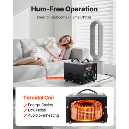 Power Converter 3000W Durable Step UpDown Unit Switches between 110V and 220V