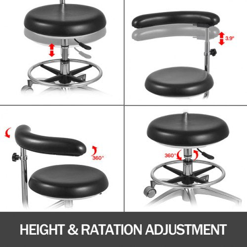 Medical Dental Stool Dentist Chair with 360 Degree Rotation Armrest PU