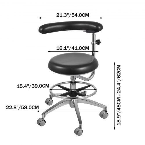 Medical Dental Stool Dentist Chair with 360 Degree Rotation Armrest PU