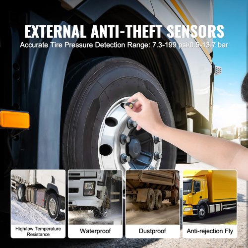 RV Tire Pressure Monitoring System 0199 PSI Trailer TPMS Universal