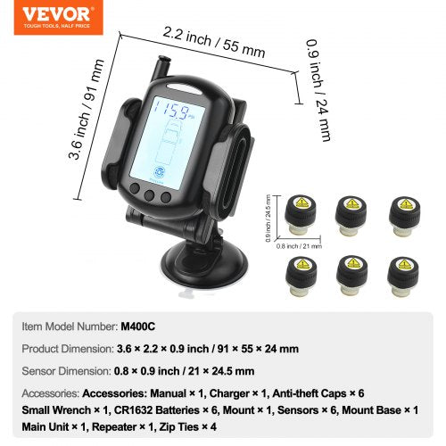 RV Tire Pressure Monitoring System 0199 PSI Trailer TPMS Universal