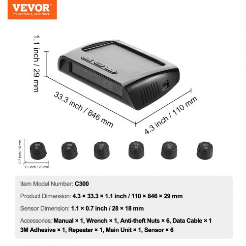 RV Tire Pressure Monitoring System 73116 PSI Trailer TPMS Universal